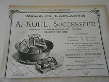 Pub 1887 - Graveurs Dessinateurs A. Kohl graveur sur bois