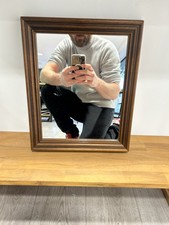 Ancien très jolie petit miroir rectangulaire en bois