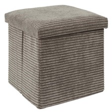 Pouf Coffre Pliable Côtelé "Scott" 38cm Taupe
