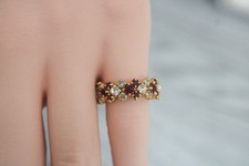 Bague dorée 2 rangs strass
