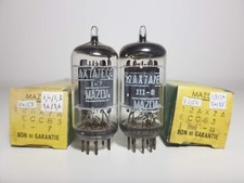 12AX7A MATCH PAIR MAZDA TELEFUNKEN LONG FLAT PLATES #NOS# DIGITSTD + TV7D/U
