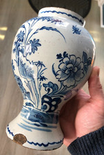 Ancien Vase Potiche Faïence