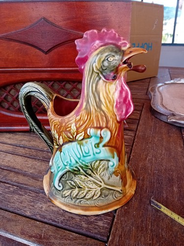 Ancien pichet coq - barbotine, "