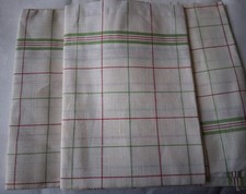 3 ANCIENS TORCHONS LIN BEIGE ROUGE VERT  75 X 50 CM