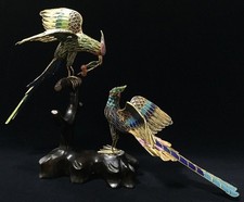 Statue D'Oiseau Cloisonné Japonaise Vintage OKIMONO Décoration Intérieure