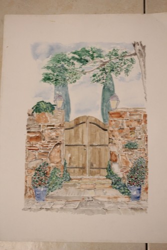 Aquarelle paysage maison - aquarelle,