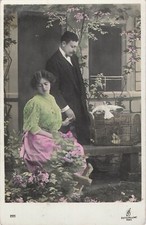 CP COUPLE ELEGANT PRES CAGE OISEAUX COLOMBE - 65464