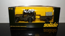 SOLIDO N° 256 JEEP WILLYS AVEC REMORQUE TRES BON ETAT EN BOITE