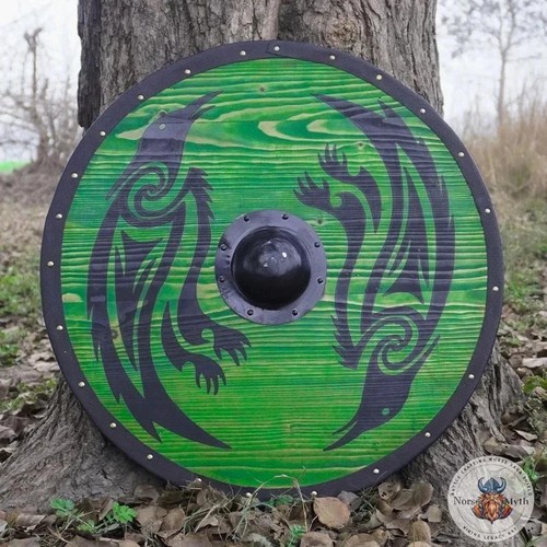 Bouclier rond corbeau viking
