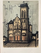 Bernard Buffet - Basilique veselay, Lithographie Originale de 1968 (Mourlot)