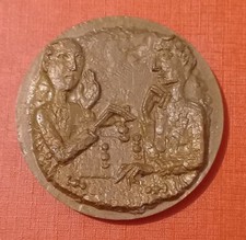 D - Rare Médaille Bronze 1966 Joueurs d'Echecs Graveur QUILLIVIC