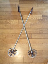 ANCIEN-BÂTONS de SKI Métal-VINTAGE-DéCO-CHALET-MONTAGNE-129cm