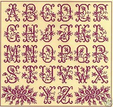 GRILLE POINT de CROIX - ABÉCÉDAIRE aux BOUTONS de ROSES - réf : 1014