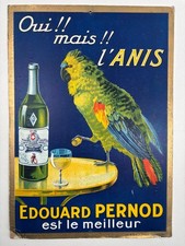 Ancien Carton Publicitaire Pastis EDOUARD PERNOD Oui Mais à L'Anis Perroquet