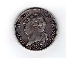 LOUIS XIV Écu Constitutionnel 6 LIVRE 1792 A AN 4 PARIS GENIE ARGENT SILVER TTB+