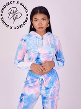 Project x paris tie dye velour velvet pink blue hoodie pants tracksuit set