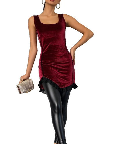 Robe velours avec dentelle - velours,