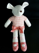 S5. DOUDOU PELUCHE KENZO SOURIS ROSE BLANC CARREAUX JUPE  35cm TBE