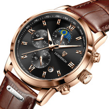 Luxe Montre Homme Quartz Analogique Date Lumineux seconde Bracelet Cuir Etanche