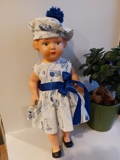 Ancienne poupée Cellba Minerva Schildkrot 40 Cm Cheveux Moulée 