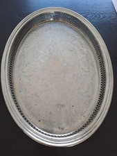 Plateau ovale métal argenté