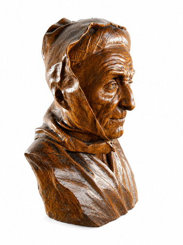 Buste bois sculpté vieille - buste, "vieille