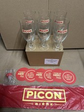 Lot De 6 Verres Picon + 6 Sous Bock + 1 Tapis De Bar Et Un Doseur 