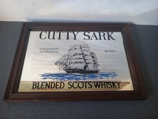 Ancien CADRE MIROIR PUBLICITAIRE CUTTY SARK BLENDED SCOTS WHISKY  24 cm X 34 cm 