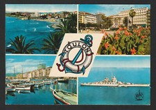 CPSM 4 vues TOULON (Jean Bart, Port, etc), MAR logo Bateau, Flamme TOULON, 70's