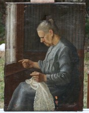 Portrait Sur Toile Non Signé