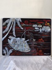 tableau signé en laque incrusté de nacre