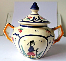 Bonbonnière pot couvercle sucrier faïence de Quimper HB France 222 vintage