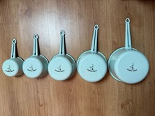 Très Rare Lot De 5 Casserole Publicitaire Chicorée Leroux Tôle Émaillée Année 60