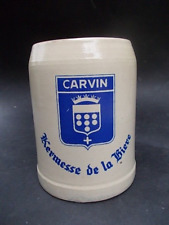 Superbe chope bière CARVIN Pas-de-Calais 62 Kermesse blason 1950 brasserie grès