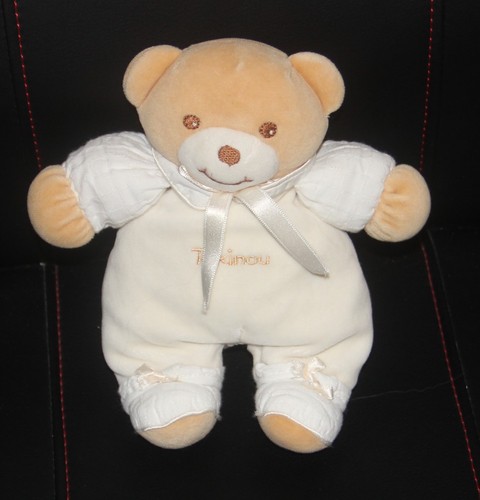 Doudou ours beige blanc écru - ours,