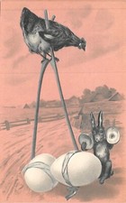 CPA Poule sur échasse carte