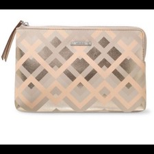 NWOT Stella & Dot Capri Pouch in Metallic Chevron