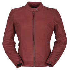 Furygan Femmes Rétro Veste Cuir Moto Debbie - Bordeaux/Bordeaux