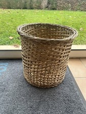 ANCIENNE CORBEILLE A PAPIER EN OSIER TRESSE / PANIER EN OSIER VINTAGE