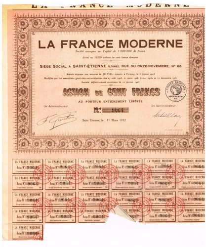 Lot actions 100 francs - lot,