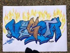 Dessin signé - VEGETA dbz  graffiti street art tableau sketch - dragon ball
