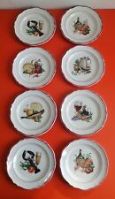 8 ASSIETTES À APÉRITIF COCKTAIL POISSON ANCIEN VINTAGE EN FAÏENCE ST SAINT AMAND