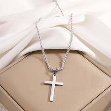✝️Collier Femme Homme Unisexe Pendentif Croix Chrétienne Inox 304L Longueur 50cm