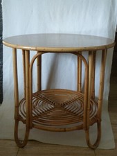 table basse guéridon en rotin
