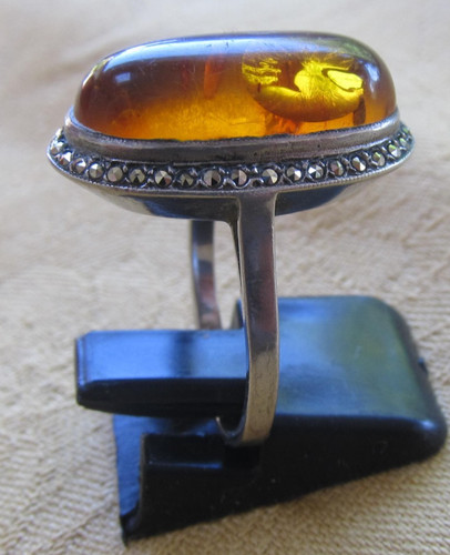 Bague argent massif ambre - bague,