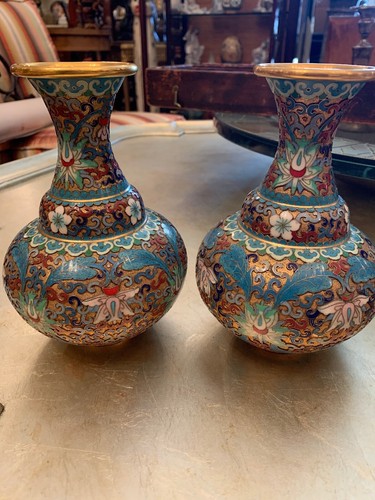Pair chinese cloisonné - pair,