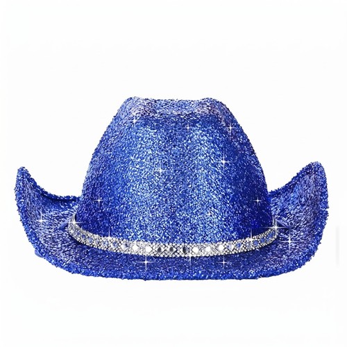 Chapeau western bleu pailleté - chapeau,