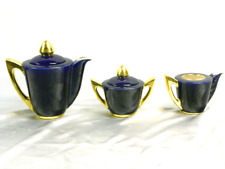 SERVICE 3 PIÈCES CAFÉ PORCELAINE SÈVRES BLEU COBALT CAFETIÈRE SUCRIER POT A LAIT