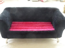 porte bijoux  bagues canapé velours noir et fuchsia 250gr 24x10x9cm tbé
