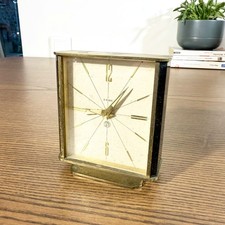 Horloge mécanique vintage en laiton, Moderniste 1950s – Mouvement 4 rubis, déco